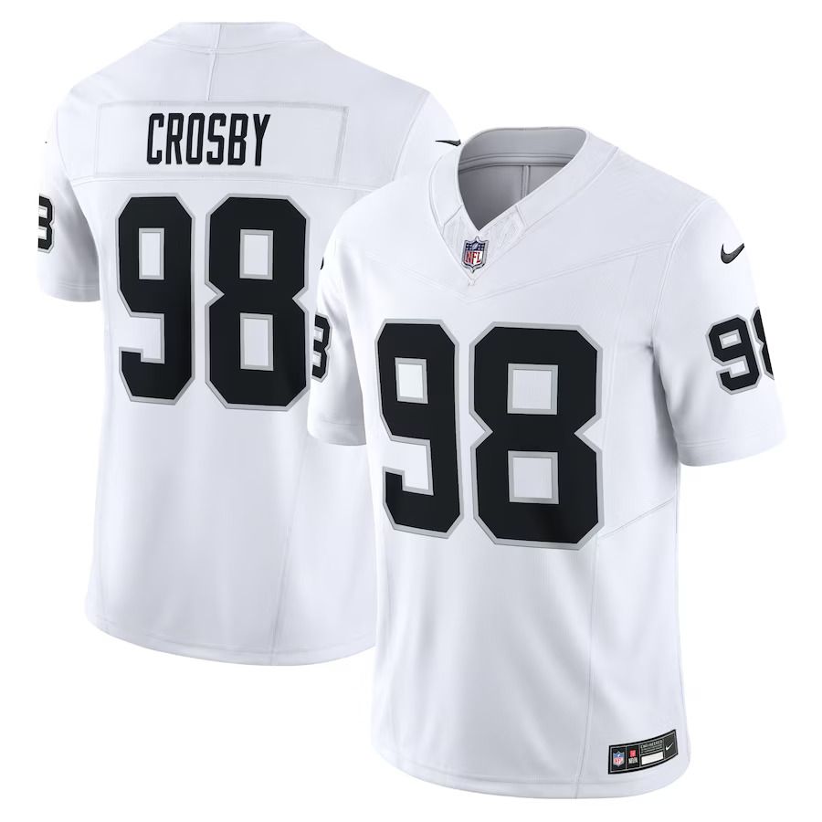 Men Las Vegas Raiders #98 Maxx Crosby Nike White Vapor F.U.S.E. Limited NFL Jersey